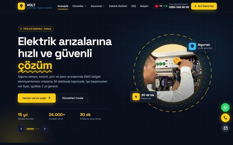 Volt Elektrik Teknik Servis demo ekran görüntüsü