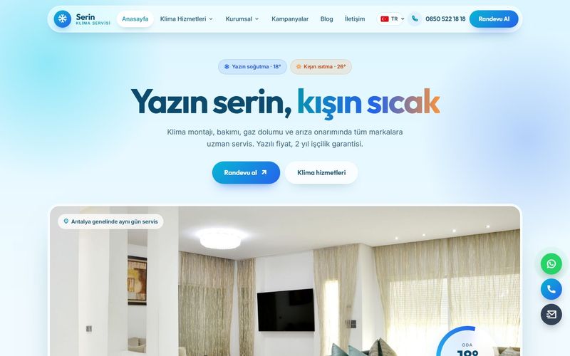 Serin Klima Servisi demo ekran görüntüsü