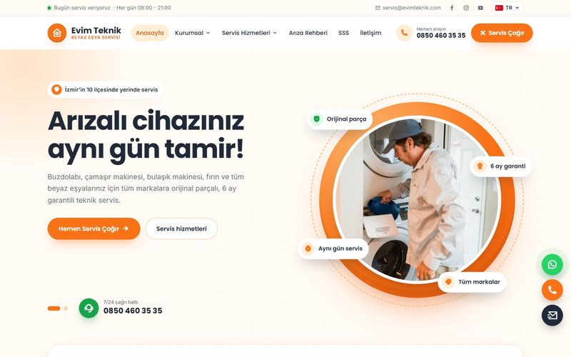 Evim Teknik Beyaz Eşya Servisi demo ekran görüntüsü