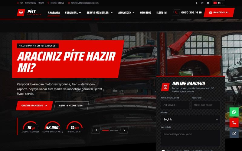 Pist Oto Servis demo ekran görüntüsü