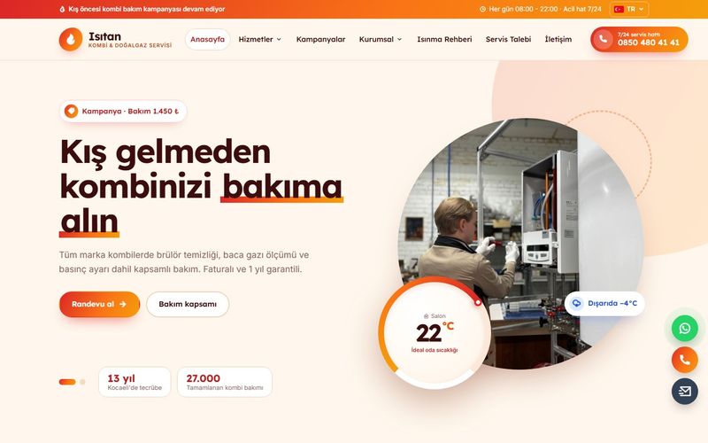 Isıtan Kombi & Doğalgaz Servisi demo ekran görüntüsü
