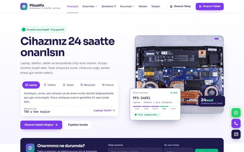 Pikselfix Bilgisayar & Telefon Teknik Servisi demo ekran görüntüsü