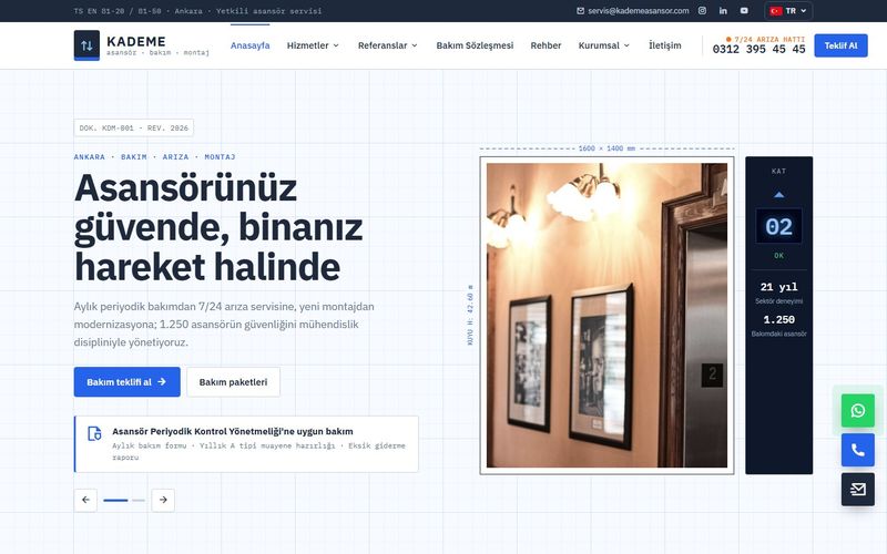 Kademe Asansör Bakım & Montaj demo ekran görüntüsü