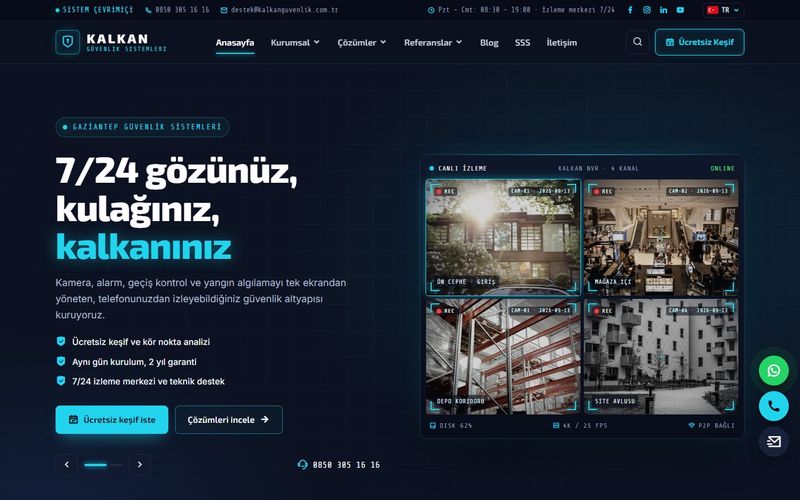 Kalkan Güvenlik Sistemleri demo ekran görüntüsü